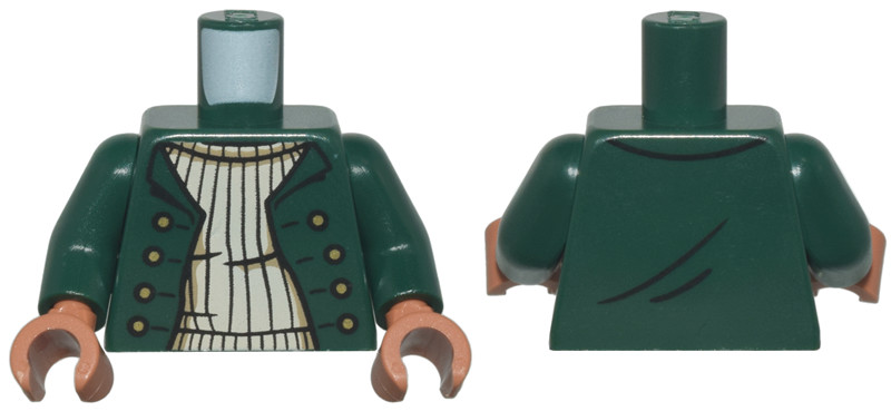 Torso Jacket Open with Gold Buttons over Tan Ribbed Sweater Pattern / Dark Green Arms / Sienna Hands: {земно зелен}