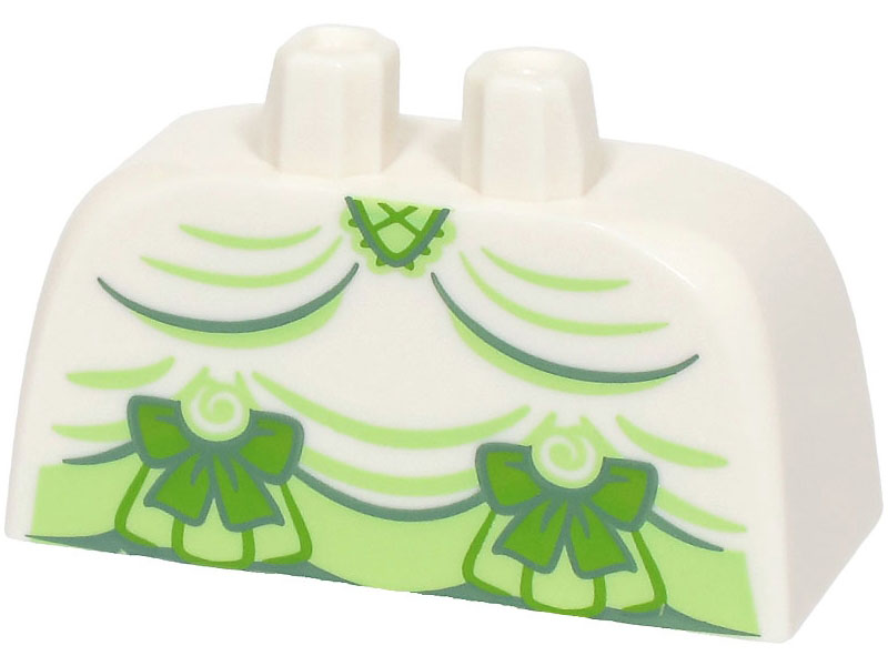 Lower Body, Skirt Wide with Side Hoops (Panniers) with Yellowish Green and Sand Green Dress Trim, Lime Laces and Bows Pattern (BAM): {бял}