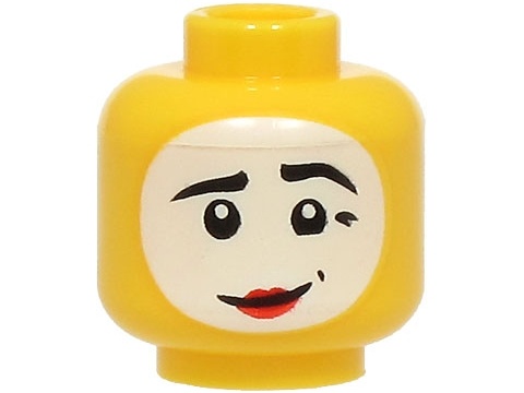 Minifigure, Head Black Eyebrows and Dimples, White Face Paint, Red Lips, Lopsided Grin Pattern: {ярко жълт}