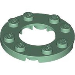 Plate Round 4X4 with Ø16mm hole: {пясъчно зелен}