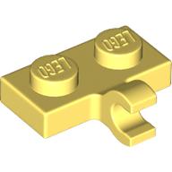 Plate, Modified 1 x 2 with Clip on Side (Horizontal Grip): {студено жълт}