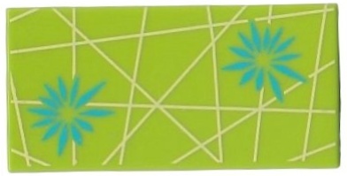 Tile 2 x 4 with Dark Turquoise Flowers and Bright Light Yellow Lines Pattern (BrickHeadz Joy Dress Bottom): {ярко жълто-зелен}