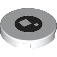 Tile, Round 2 x 2 with Bottom Stud Holder with 2 White Squares on Black Circle Pattern (BrickHeadz Anxiety / Kevin Eye): {бял}