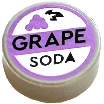 Tile, Round 1 x 1 with Medium Lavender and White Bottle Cap with Black 'GRAPE SODA' Pattern (BrickHeadz Carl Ellie Badge): {умерено каменно сив}