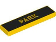 Tile 1 x 4 with 'PARK' on Black Background Pattern: {ярко жълт}