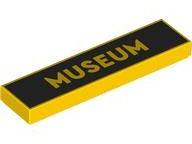 Tile 1 x 4 with 'MUSEUM' on Black Background Pattern: {ярко жълт}