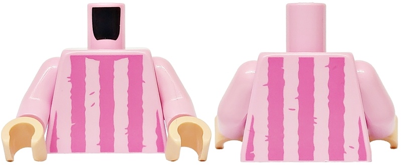 Torso Shirt with Dark Pink Vertical Stripes and Creases Pattern / Bright Pink Arms / Light Nougat Hands: {светло пурпурен}
