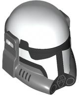 Minifigure, Headgear Helmet SW Imperial Commando with Molded Dark Bluish Gray Breathing Apparatus and Printed Black Visor and Markings Pattern: {бял}