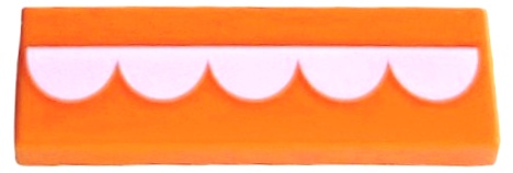 Tile 1 x 3 with 5 White Half Circles Pattern (BrickHeadz Anxiety Teeth): {ярко оранжев}