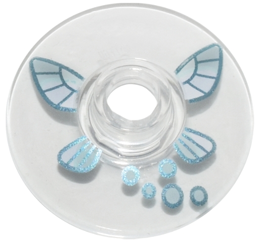 Dish 2 x 2 Inverted (Radar) with White, Light Aqua and Metallic Light Blue Fairy Wings and Circles Pattern (The Legend of Zelda Navi): {прозрачен}