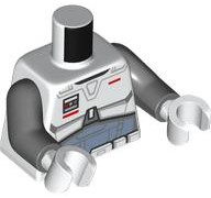 Torso SW Imperial Commando Armor, Sand Blue and Dark Bluish Gray Suit, Belt with Boxes, Red Rectangles Pattern / Dark Bluish Gray Arms / White Hands: {бял}