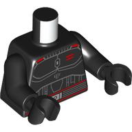 Torso SW Armor with Dark Bluish Gray Contour Lines, Belt with Silver Buckle, Red Highlights and 2 Stripes on Chest Pattern / Black Arms / Black Hands: {черен}