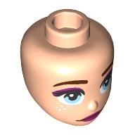 Mini Doll, Head Friends with Reddisch Brown Eyebrows, Black Eyelashes, Bright Light Blue Eyes, Magenta Lips and Eye Shadow, Closed Mouth Smile, White Sparkles Pattern: {светло нуга}