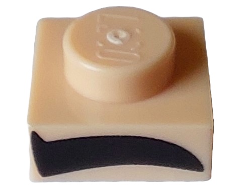 Plate 1 x 1 with Black Thick Eyebrow Pattern Model Left Side: {светло нуга}