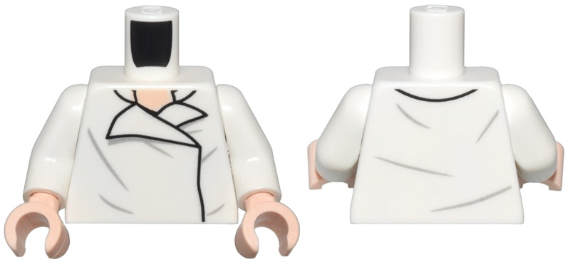Torso SW Shirt Open Collar with Wrinkles on Front and Back, Light Nougat Neck Pattern / White Arms / Light Nougat Hands: {бял}