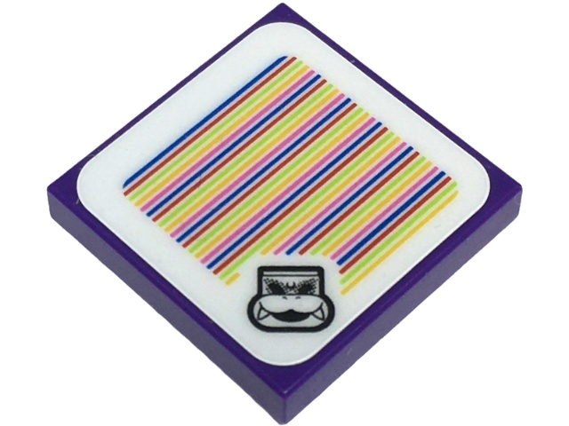 Tile 2 x 2 with Super Mario Scanner Code Roy Pattern (Sticker) - Set 71435: {светло виолетов}