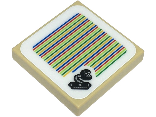 Tile 2 x 2 with Super Mario Scanner Code Chain Chomp Pattern (Sticker) - Set 71435: {тухлено жълт}