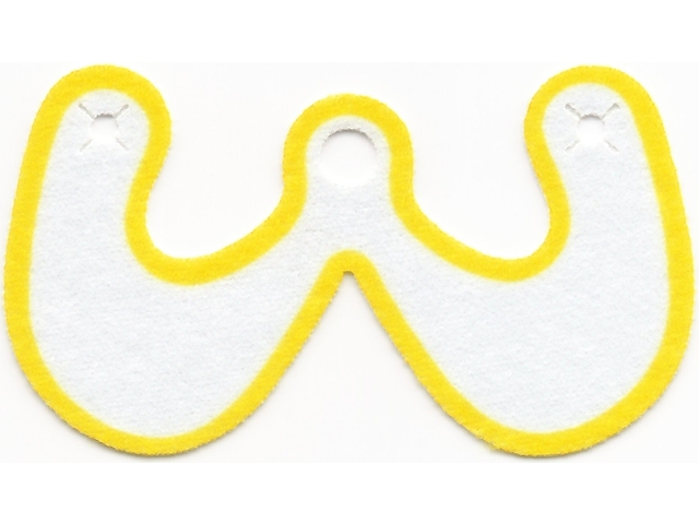 Minifigure Cape Cloth, Curved with Hand Holes, Round Around Neck Hole with Yellow Border Pattern - Spongy Stretchable Fabric: {бял}