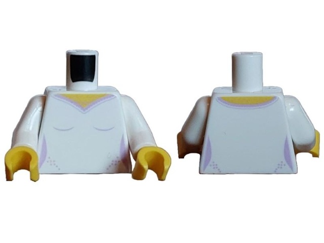 Torso Female Top with Medium Lavender Collar and Dots and Yellow Neck Pattern / White Arms / Yellow Hands: {бял}