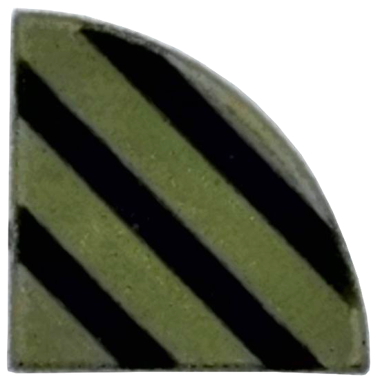 Tile, Round 1 x 1 Quarter with 3 Black Diagonal Lines Pattern: {маслинено зелен}