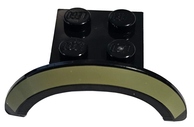 Vehicle, Mudguard 4 x 2 1/2 x 1 with Arch Round with Olive Green Curved Stripe Pattern: {черен}