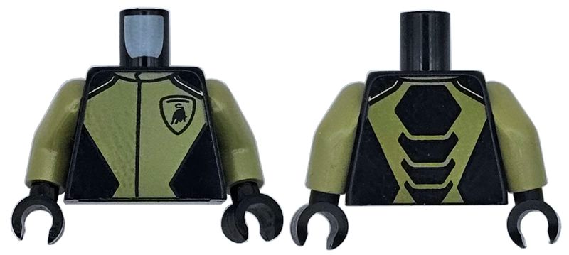 Torso Racing Suit Gran Turismo with Olive Green Panels and Lamborghini Logo Pattern / Olive Green Arms / Black Hands: {черен}