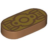 Tile, Round 1 x 2 Oval with Circle, Dots and Curved Lines on Gold Background Pattern (BrickHeadz Batman (1989) Belt Buckle): {умерен нуга}