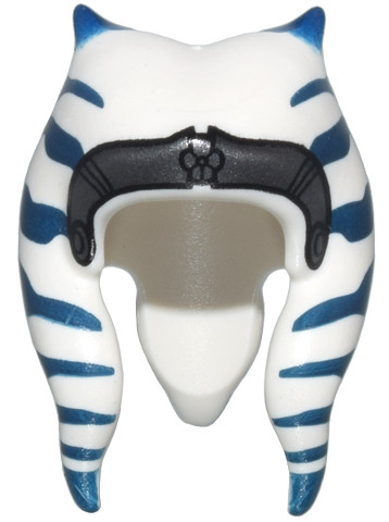 Minifigure, Headgear Headdress SW Togruta Montrals Medium with Dark Blue Stripes, Dark Silver Headband Pattern (Ahsoka Tano): {бял}
