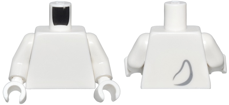 Torso with Dark Bluish Gray Dog Tail Outline on Back Pattern / White Arms / White Hands: {бял}