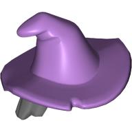 Minifigure, Hair Combo, Hair with Hat, Mid-Length Scraggly with Molded Medium Lavender Floppy Witch Hat Pattern: {тъмно каменно сив}