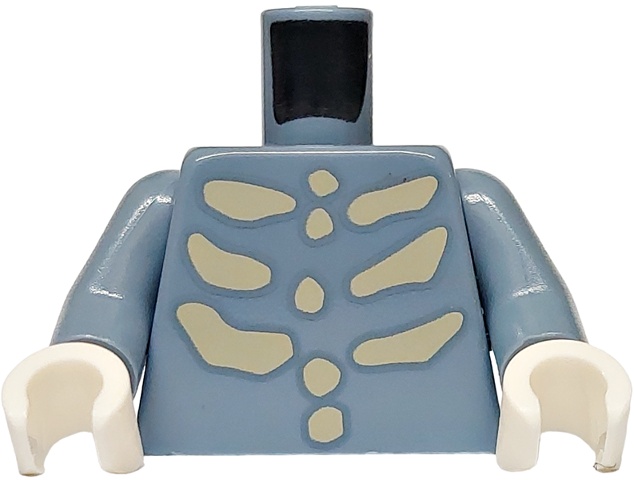 Torso Tan Skeleton Ribs Pattern / Sand Blue Arms / White Hands: {пясъчно син}