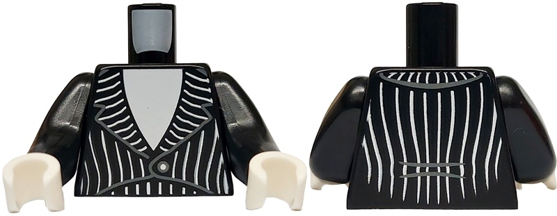 Torso Tuxedo Jacket with White Shirt, Stripes and Low Button Pattern / Black Arms Long / White Hands: {черен}