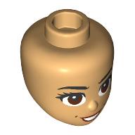 Mini Doll, Head Friends with Black Bushy Eyebrows, Eyelashes, Reddish Brown Eyes, Dimples, Nougat Lips, Open Mouth Smile with Teeth Pattern: {умерен тан}