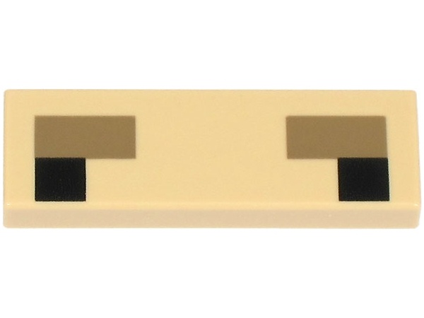 Tile 1 x 3 with Black Squares and Dark Tan Rectangles Pattern (Minecraft Baby Llama Eyes): {тухлено жълт}