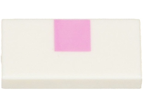 Tile 1 x 2 with Bright Pink Square Pattern (Minecraft Baby Cat Nose): {бял}