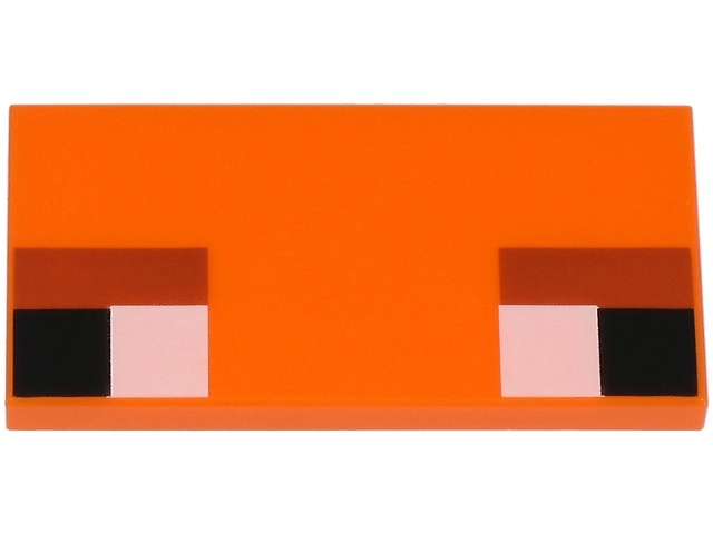 Tile 2 x 4 with White and Black Squares and Dark Orange Rectangles Pattern (Minecraft Baby Fox Eyes): {ярко оранжев}