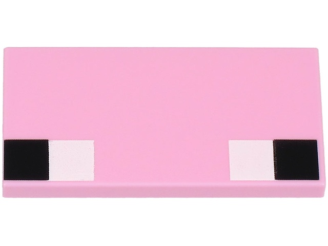 Tile 2 x 4 with Large White and Black Squares Pattern (Minecraft Baby Pig Eyes): {светло пурпурен}