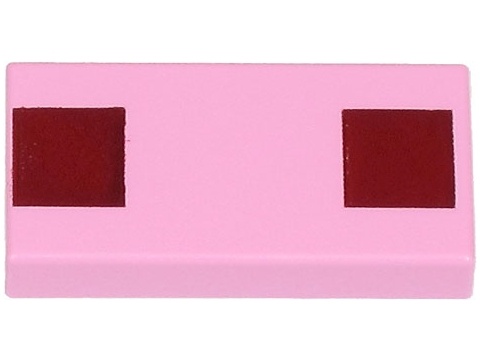 Tile 1 x 2 with 2 Dark Red Squares Pattern (Minecraft Pig Nostrils): {светло пурпурен}