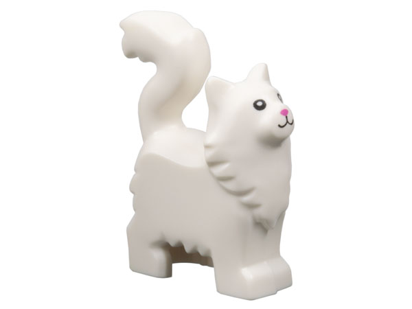 Cat, Persian Longhair, Standing with Black Eyes and Dark Pink Nose Pattern: {бял}