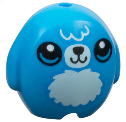 Minifigure, Utensil Pillow Plush Toy with Dog with Black Nose, Mouth and Eyes, White Pupils and Light Aqua Bangs, Muzzle and Fur Stomach Pattern: {тъмно небесносин}
