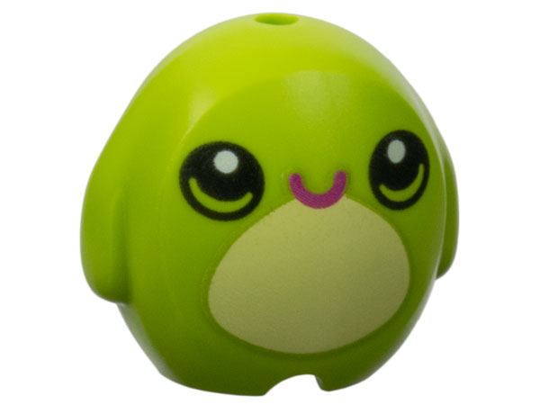 Minifigure, Utensil Pillow Plush Toy with Frog with Black Eyes, Magenta Mouth and Bright Light Yellow Stomach Pattern: {ярко жълто-зелен}