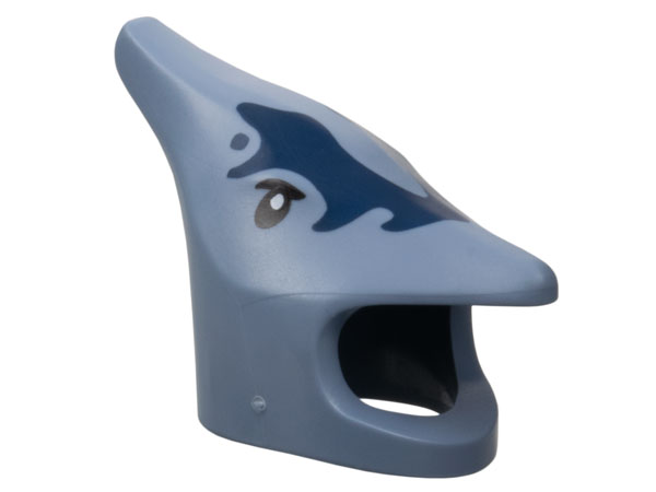 Minifigure, Headgear Head Cover, Costume Pterodactyl with Dark Blue Markings, Black and White Eyes Pattern: {пясъчно син}