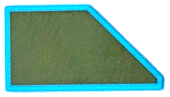 Tile, Modified 1 x 2 Wedge Left with Olive Green Surface Pattern: {умерено небесносин}