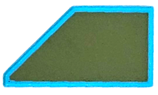 Tile, Modified 1 x 2 Wedge Right with Olive Green Surface Pattern: {умерено небесносин}