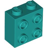 BRICK 1X2X1 2/3 W/4 KNOBS: {ярко синьо-зелен}
