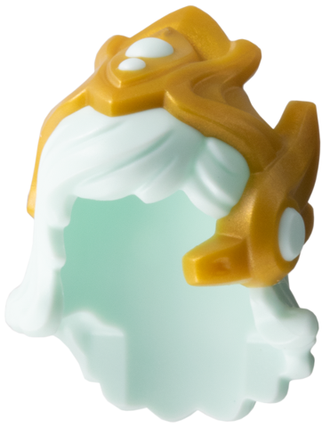 Minifigure, Hair Combo, Hair with Crown, Mid-Length with Molded Pearl Gold Crown Pattern: {аквамарин}