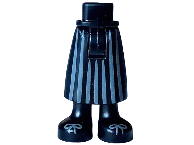 Mini Doll Hips and Skirt Long with Dark Bluish Gray Stripes and Black Boots with Laces Pattern - Thick Hinge: {черен}