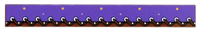Tile 1 x 8 with Dark Purple Cloth Strip with Bright Light Orange Dots, Dark Brown Stitching, Silver Nails and Eyelets Pattern: {червеникаво-кафяв}