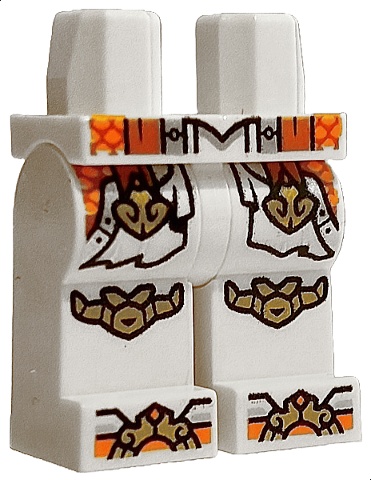 Hips and Legs with Dark Orange Belt Ends, Orange and Silver  Armor, Gold Tassels, Knee Pads and Boot Tips Pattern: {бял}