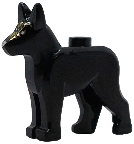 Dog, Alsatian / German Shepherd with White Eyes, Silver Nose and Gold Spots Pattern (Celestial Dog): {черен}